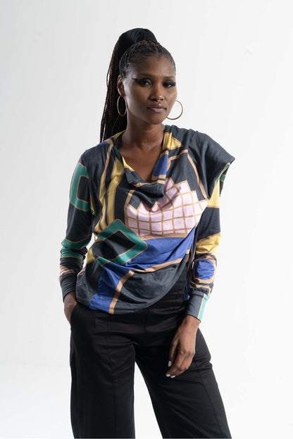 ARAPAHO Black Multi Print Shirts & Tops Leigh Schubert