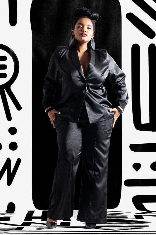 BERCILE Black sateen Coats & Jackets Leigh Schubert