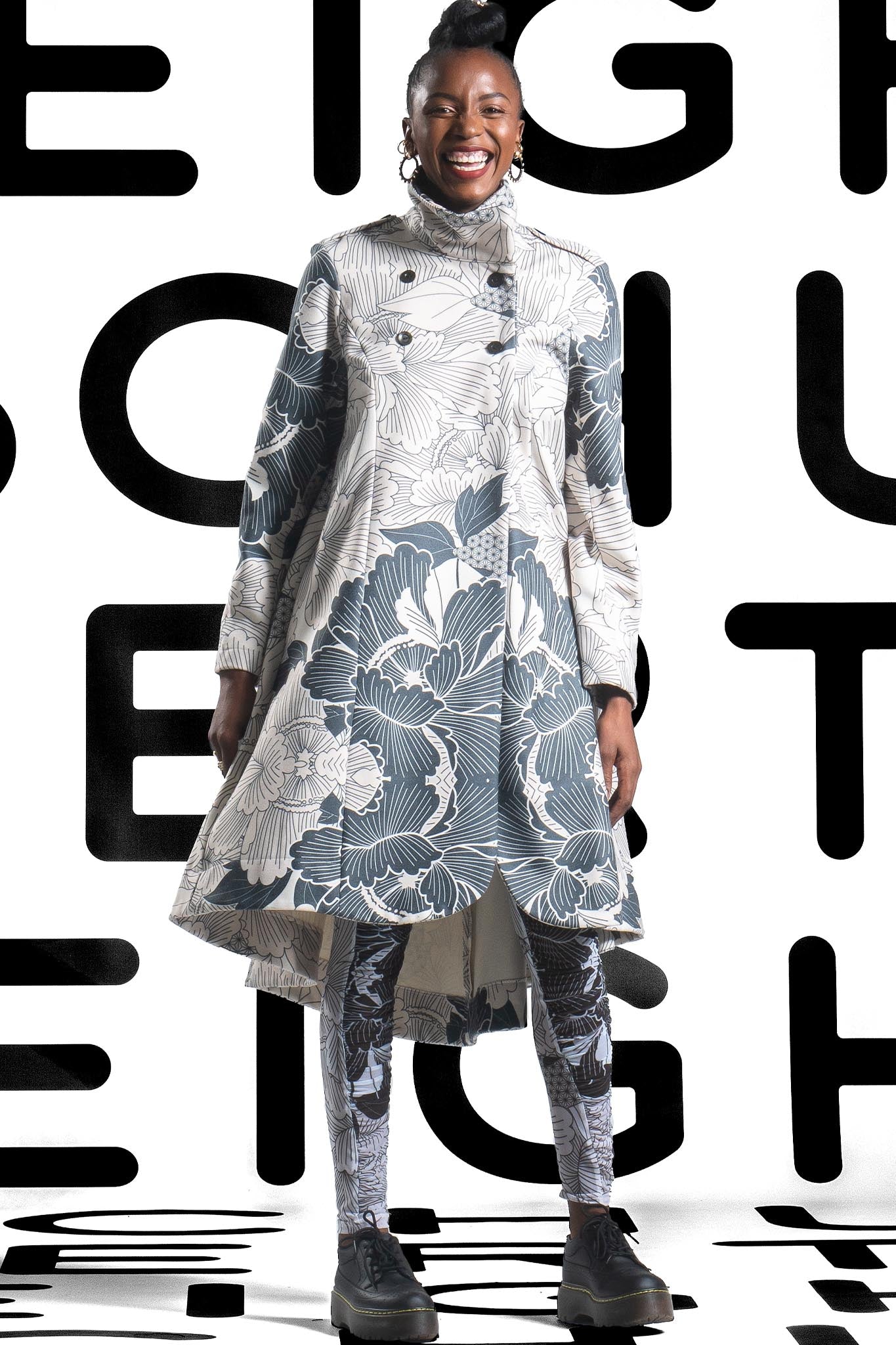 JULIAN Ivory floral Coat Dresses Leigh Schubert