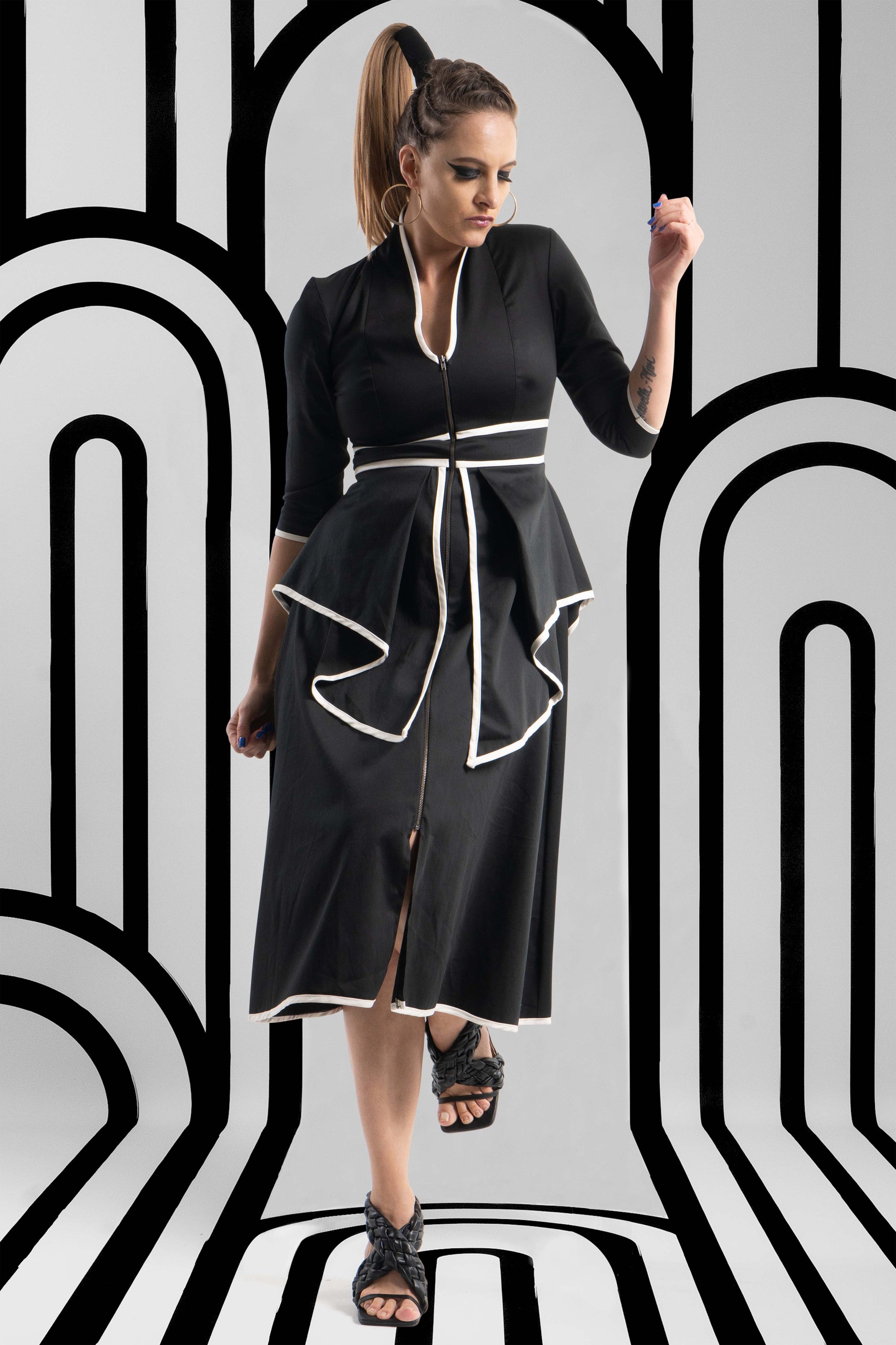 NICOLE Black Ivory Coat Dresses Leigh Schubert