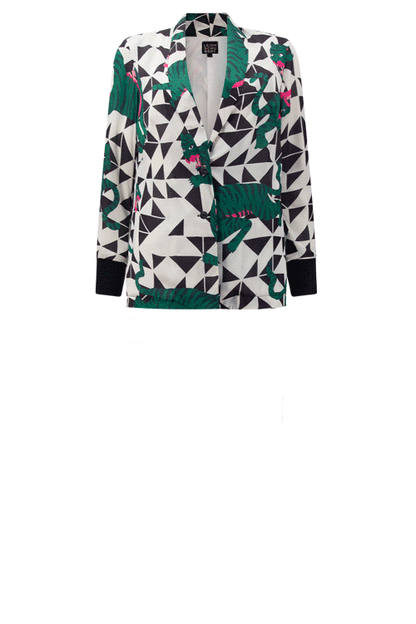 BEKKLES Jacket Geo Print Emerald Tiger Coats & Jackets Leigh Schubert