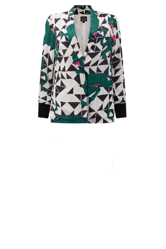 BEKKLES Jacket Geo Print Emerald Tiger Coats & Jackets Leigh Schubert