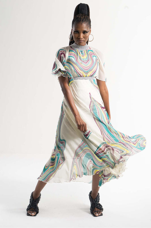 EMMY-B Ivory Swirl Print
