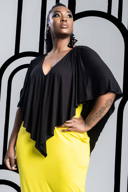 FLUTTER Yellow Black Dresses Leigh Schubert