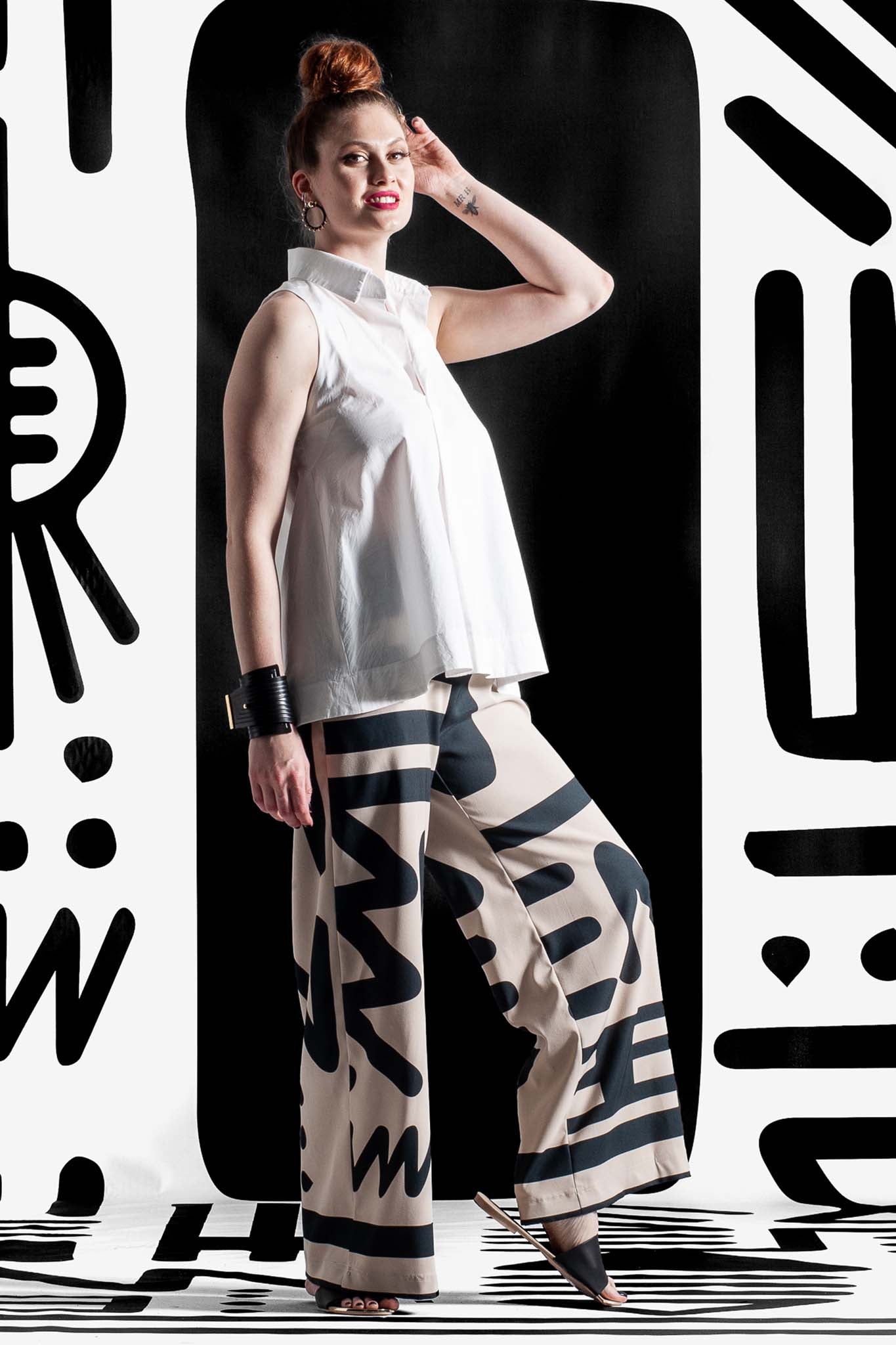 FOXTROT Stone Black Tribal Print Pants Leigh Schubert