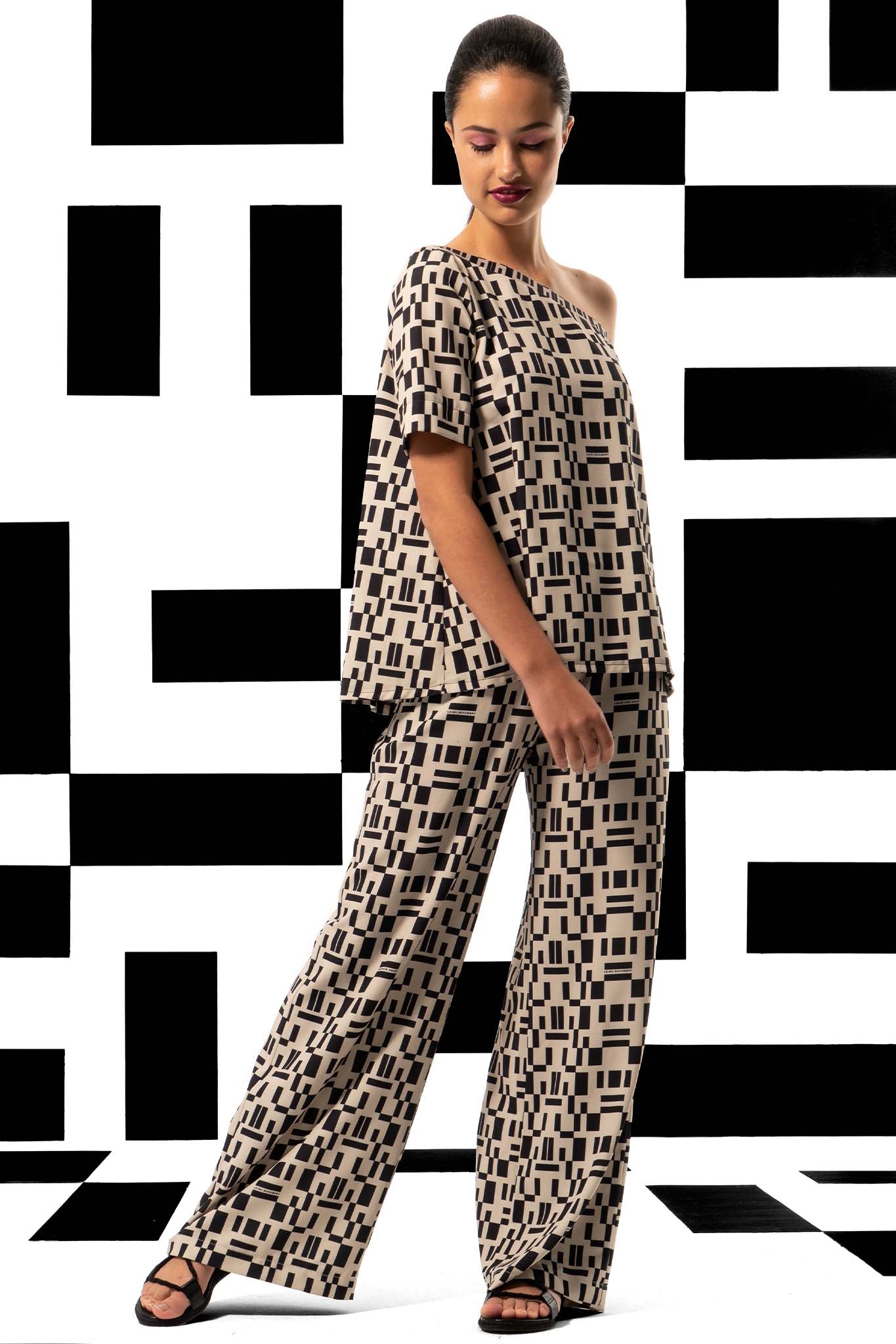 FOXTROT Stone Black Tribal Print Pants Leigh Schubert