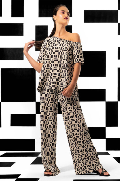 FOXTROT Stone Black Tribal Print Pants Leigh Schubert