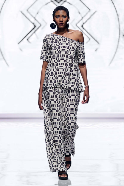 FOXTROT Stone Black Tribal Print Pants Leigh Schubert