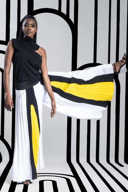 ISSAY Black Yellow white Pants Leigh Schubert