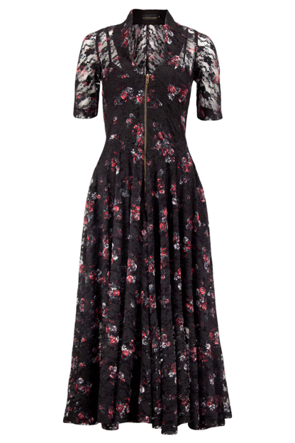BELIZE Black floral print lace Dresses Leigh Schubert