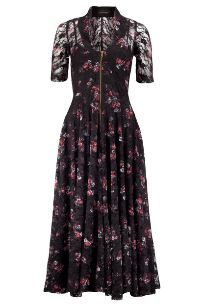BELIZE Black floral print lace Dresses Leigh Schubert