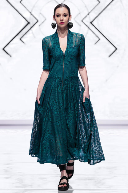 BELIZE Black floral print lace Dresses Leigh Schubert
