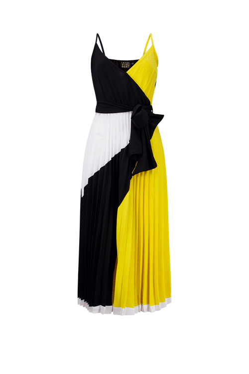Yellow black 2025 white dress