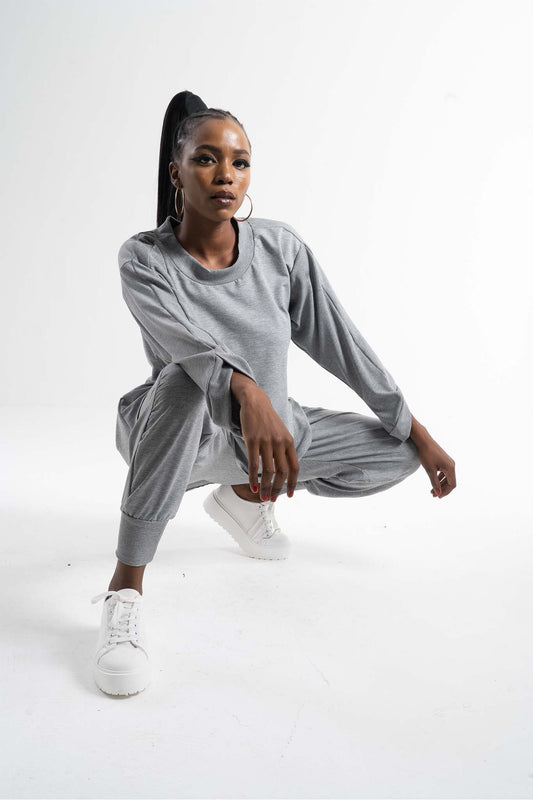 SOLEIL Grey Melange Outfit Sets Leigh Schubert