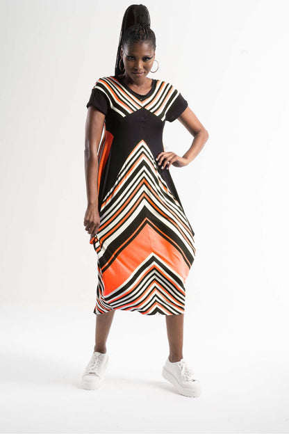 EDITH Orange stripe Dresses Leigh Schubert