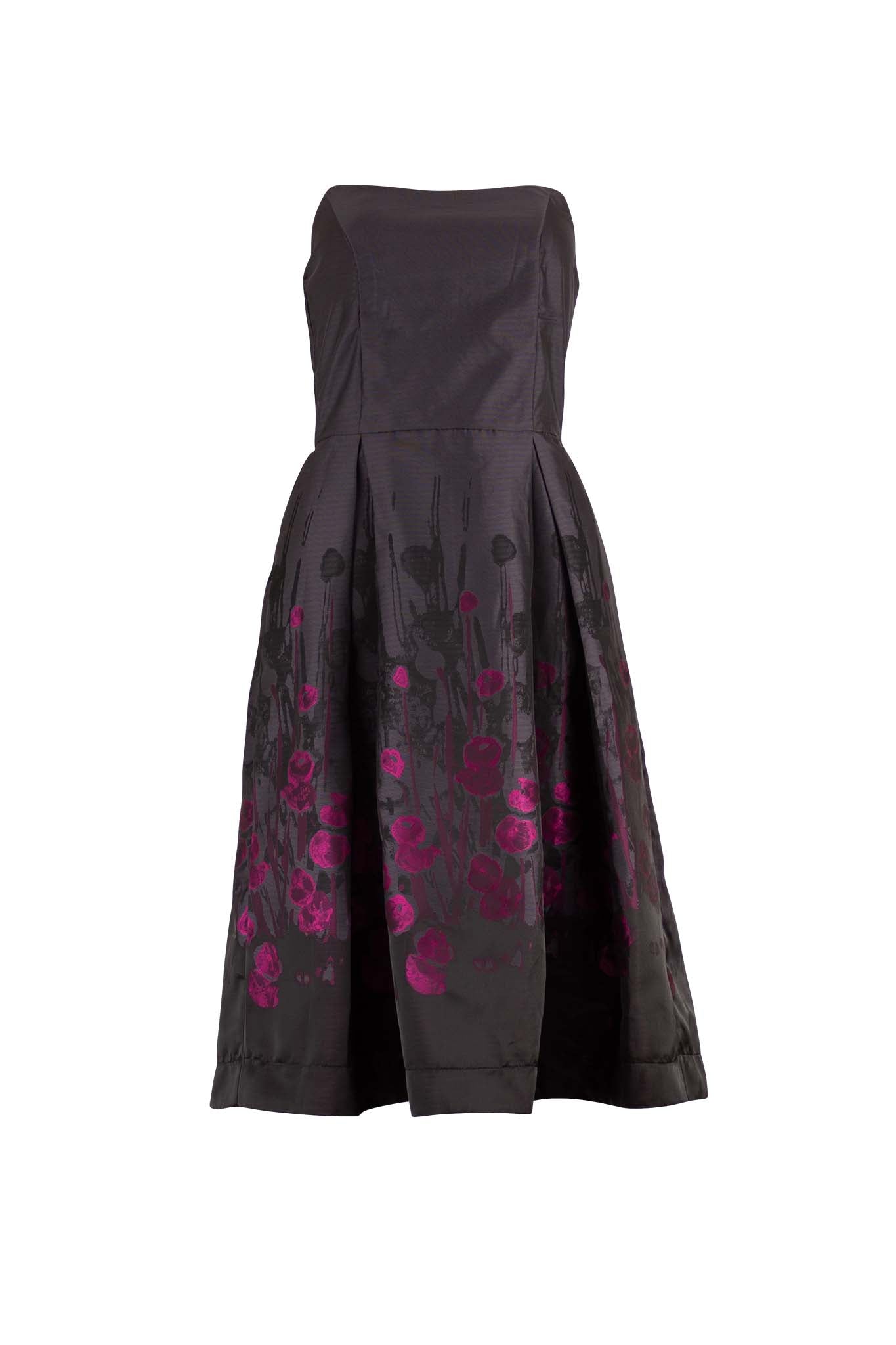 MEGAN Charcoal plum floral border Dresses Leigh Schubert