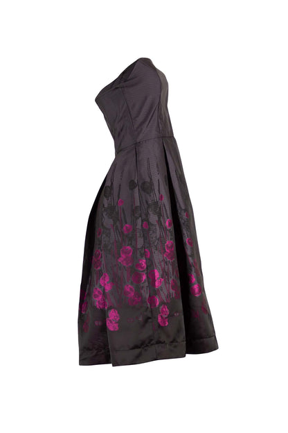 MEGAN Charcoal plum floral border Dresses Leigh Schubert