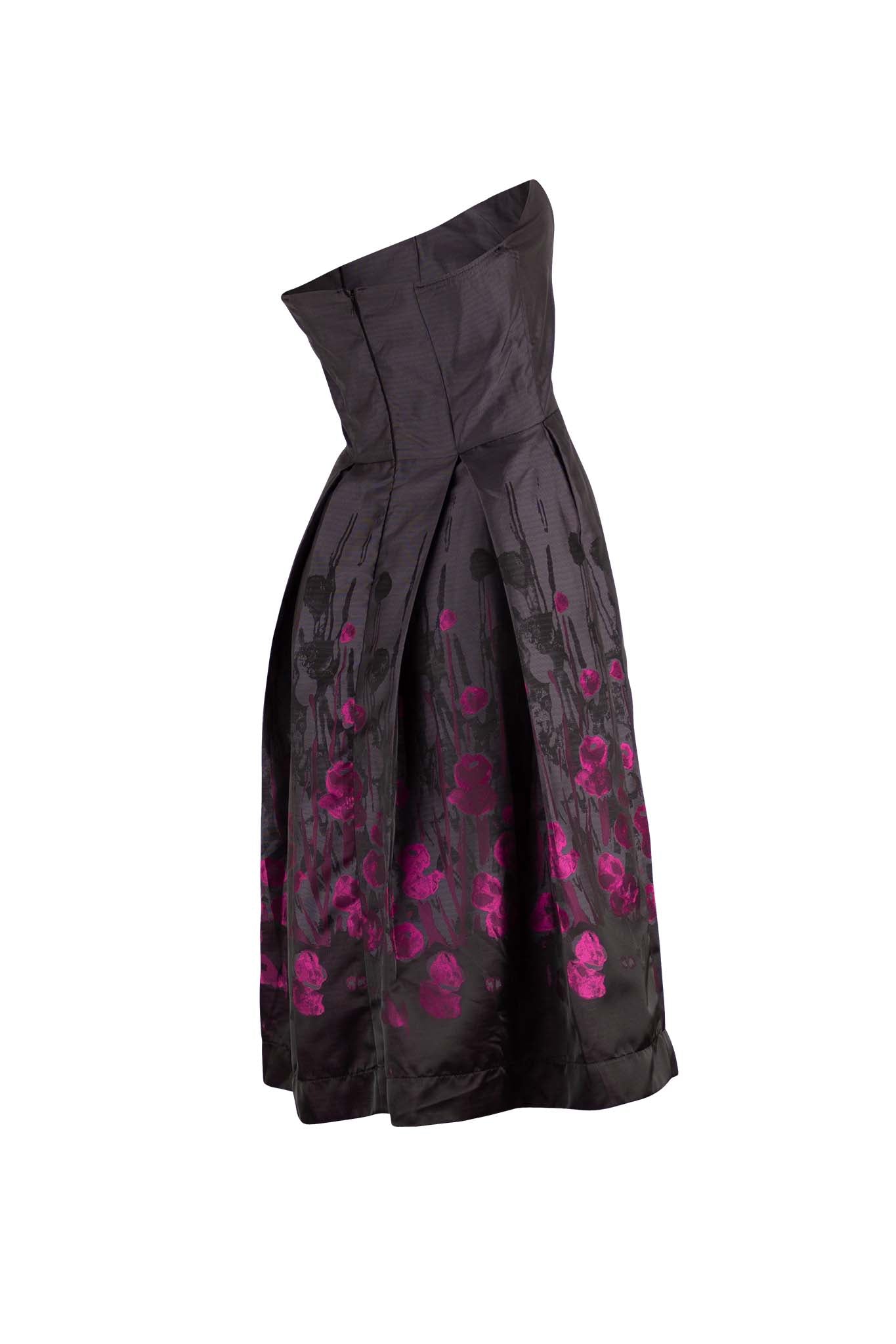 MEGAN Charcoal plum floral border Dresses Leigh Schubert