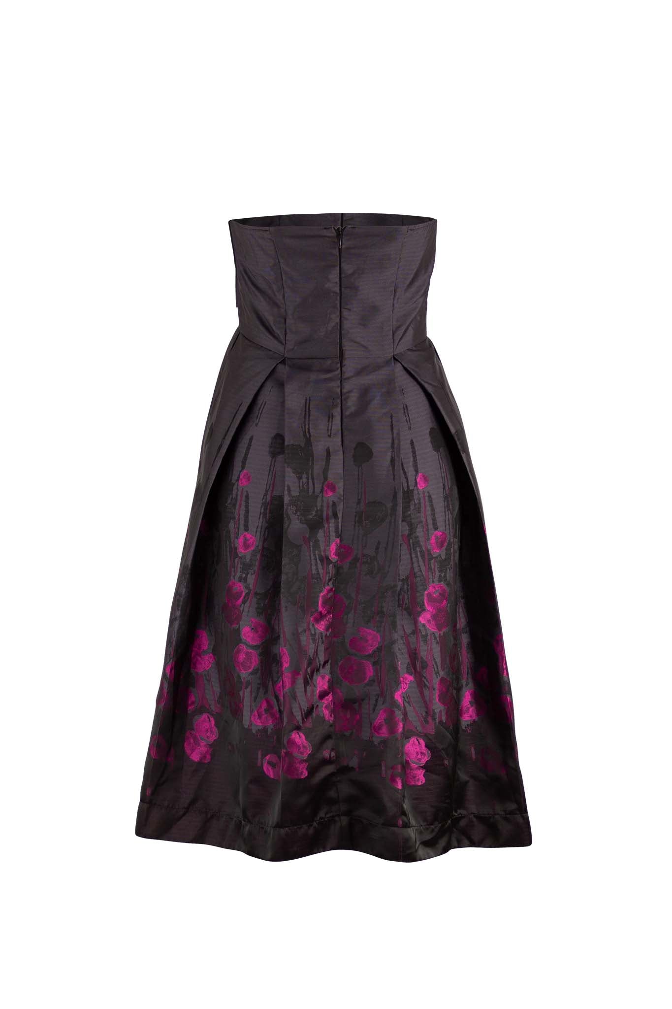 MEGAN Charcoal plum floral border Dresses Leigh Schubert