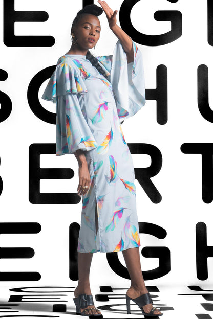 FALCON Grey Feather Dresses Leigh Schubert