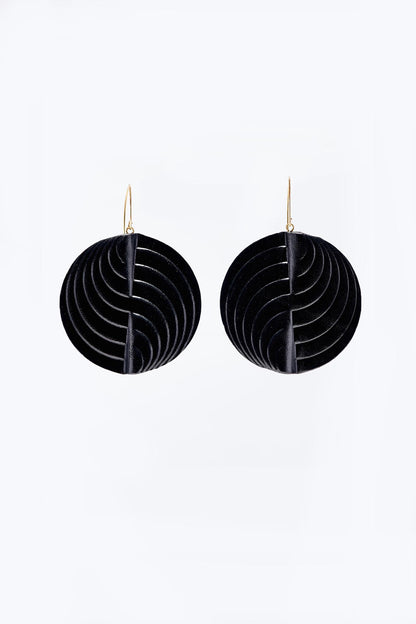 Leigh Schubert Circle Earrings Black.