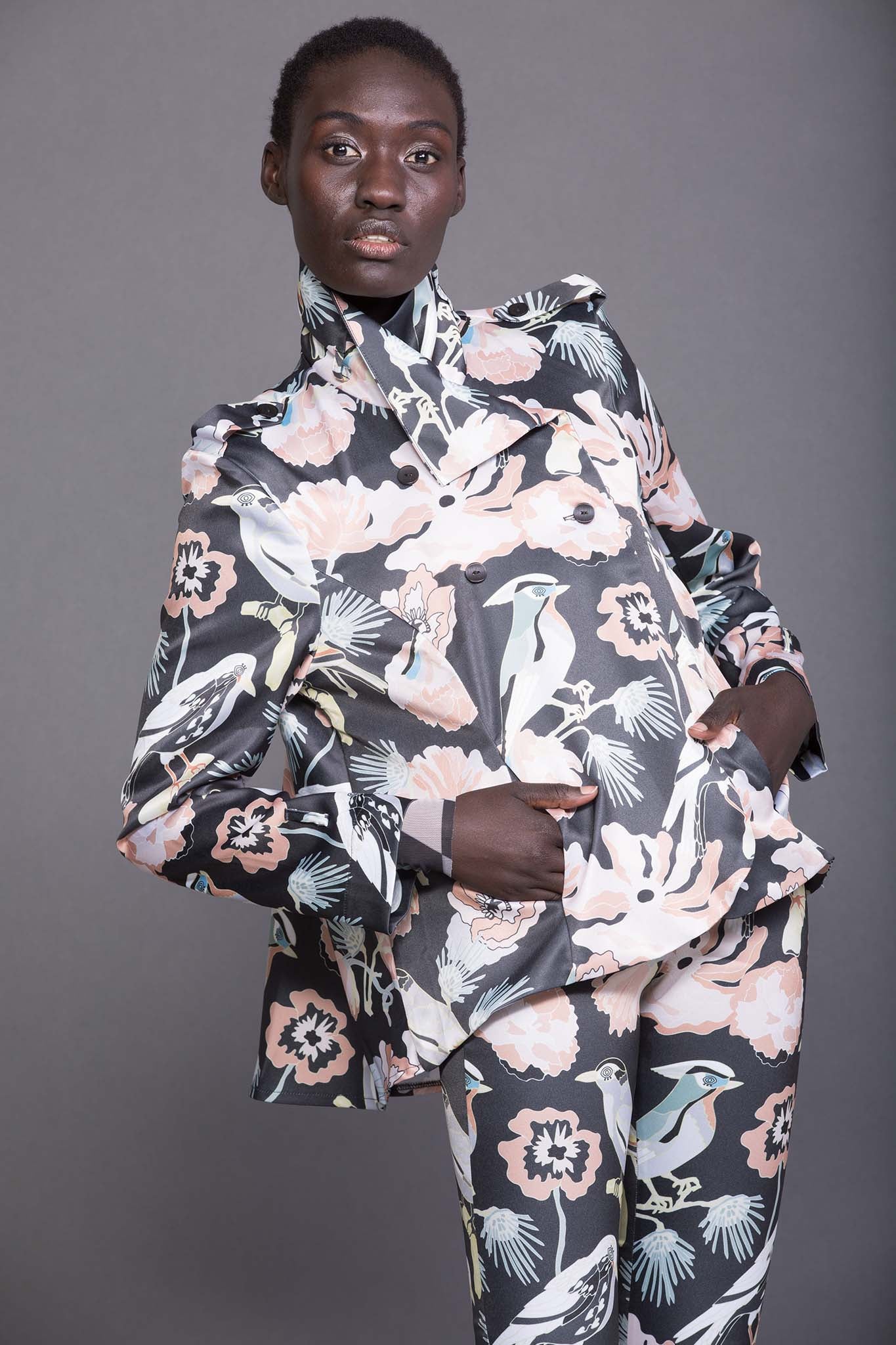 MARISSA Bird Print Black Coats & Jackets Leigh Schubert