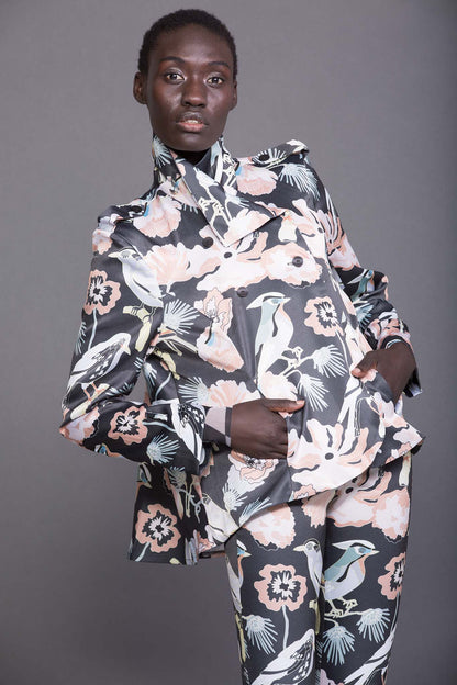 MARISSA Bird Print Black Coats & Jackets Leigh Schubert